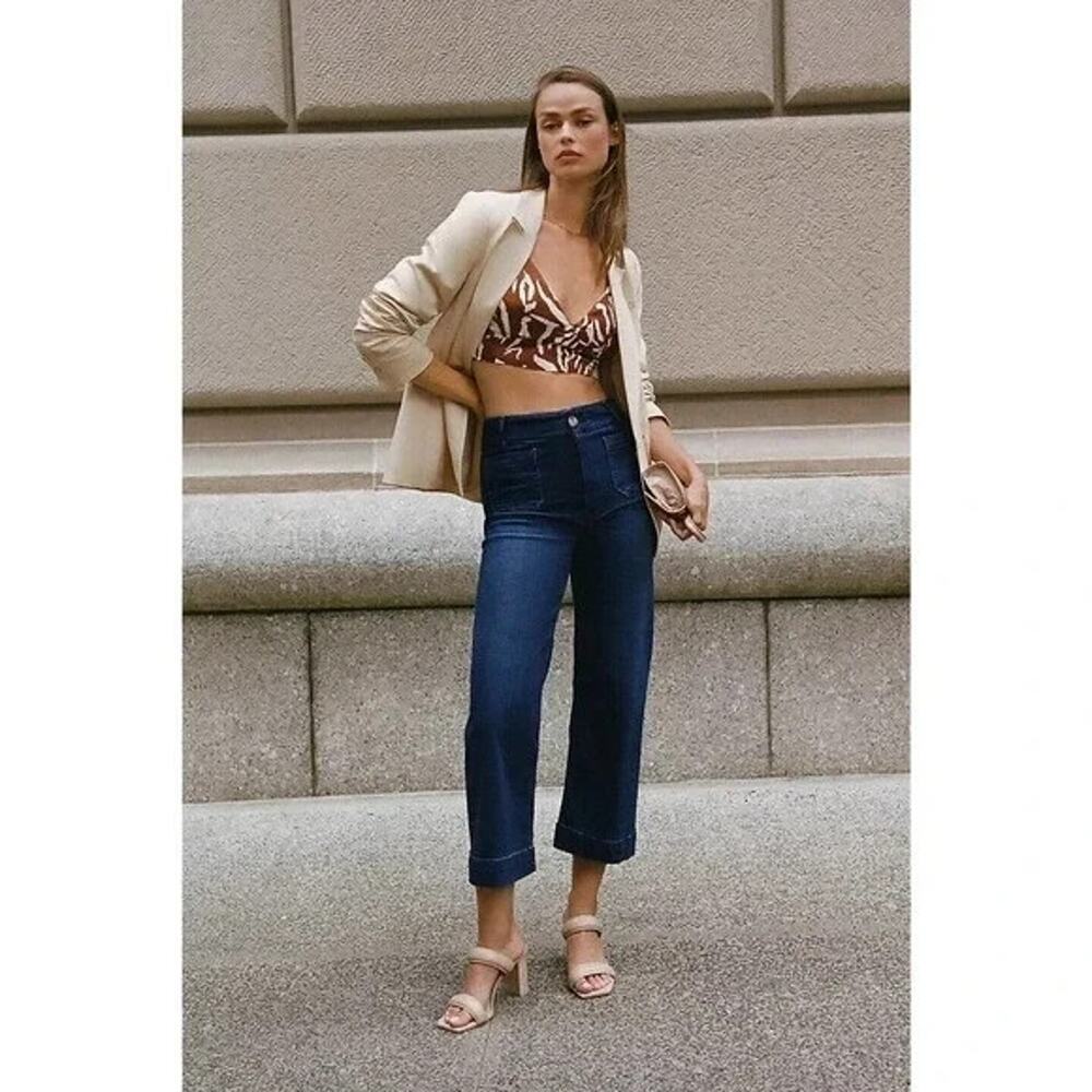 NWD Anthropologie Pilcro Skipper Cropped Wide-Leg Jeans Sz 24Tall Denim 7F459